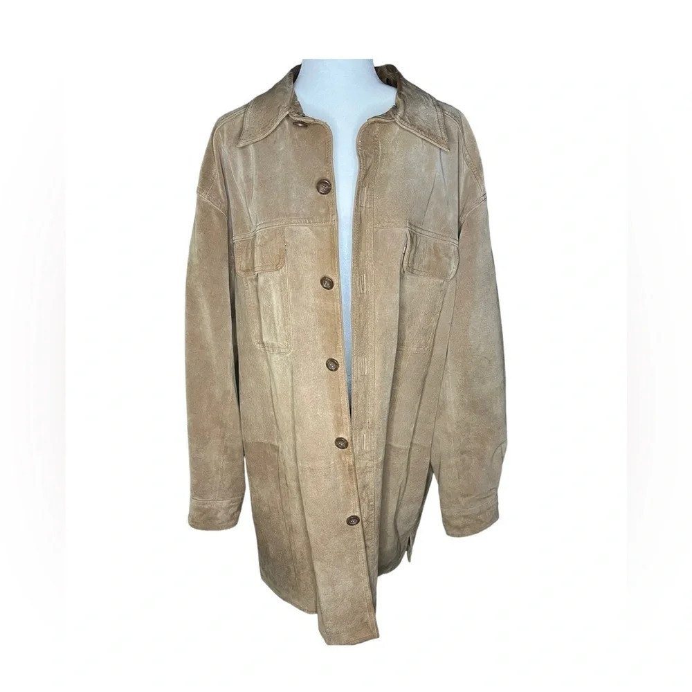 Vintage Genuine Suede Long Jacket/Coat XL Tall